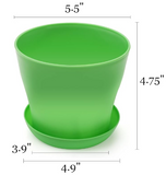 Decorative Pots - Smooth Plastic Pot with Saucer - Assorted Colours