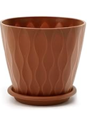 Decorative Pots - Vertical Wave Plastic Pot with Saucer - Solid Colour 5.5 Inches