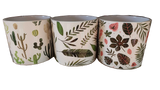 Decorative Pots - 4" Stylish Patterned White Pots