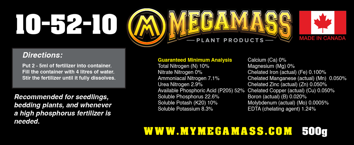 plant starter fertilizer 10 52 10 Mega Mass Nutrients