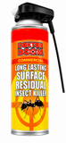 Doktor Doom insect killer can with red and yellow label on a white background
