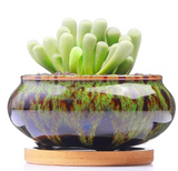 Decorative Pots - Crackle Glaze Short 4" Ceramic Pot - Assorted Colour