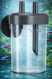 Aquarium water filter with fish in the background