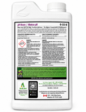 A white plastic bottle of pH-Down / Abaisse pH liquid product with a large black and white label, photographed against a plain white background. The label includes bilingual text, warning icons, a green footer banner, and a small green Bud Labs logo.