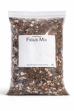 Bag of Ficus Mix soil mix with a label on a white background