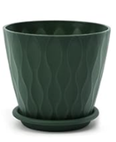 Decorative Pots - Vertical Wave Plastic Pot with Saucer - Solid Colour 5.5 Inches