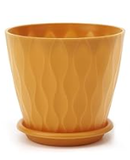 Decorative Pots - Vertical Wave Plastic Pot with Saucer - Solid Colour 5.5 Inches