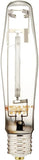 A clear glass horticultural light bulb with a threaded silver E14 base, featuring internal white filaments and gold-colored internal text and components.