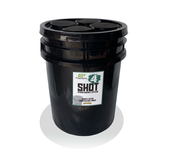 Grow Pharm - Deep Water Culture Kit: 4 Shot Bucket Kit Hydroponic DWC - IncrediGrow, basket, bucket, cat: kits, cup, cups, deep water, dwc, ez clone, hydro, kits, kitsm, net cup, net cups, netcup, netcups, netpot, netpots Complete Kits