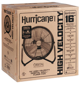 Hurricane® - Pro Heavy Duty Orbital Wall / Floor Fan 16 in - IncrediGrow, angrysun Fans, Ducting & Air Purification