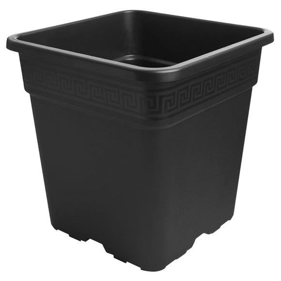 Gro Pro - Hard Black Square Pot with Textured Exterior and Patterned Design