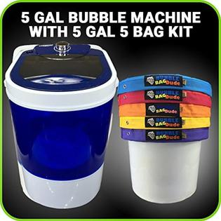 BUBBLEBAGDUDE Bubble Bags Machine 5 Gallon 220 Micron Zipper Bag w/ 110  volts Mini Washer Set - Herbal Ice Bubble Bag Essence Extractor Kit - Plant  & Herb Extraction Bags - 2 String Locking System - Kush and Kind