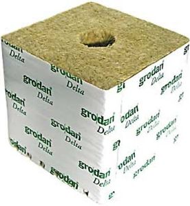 Rockwool 6x6x5.5 wrapped cube with hole - IncrediGrow, a-ok, aok, clone, cloning, cutting, DELTA, grodan, grow, hydro, potting, rockwall, rockwell, rockwool, rooting, seed, seedling, sponge, sponges, start, well, wool Rockwool